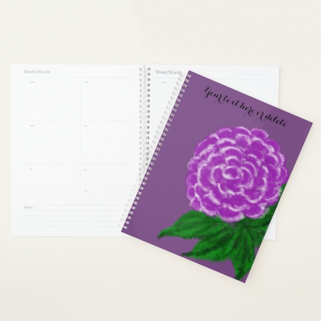 Agenda Planner Floral Violet White Watercolor (Exibição)