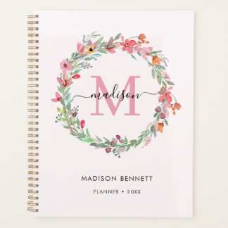 Agenda Planner Floral Wreath Monograma