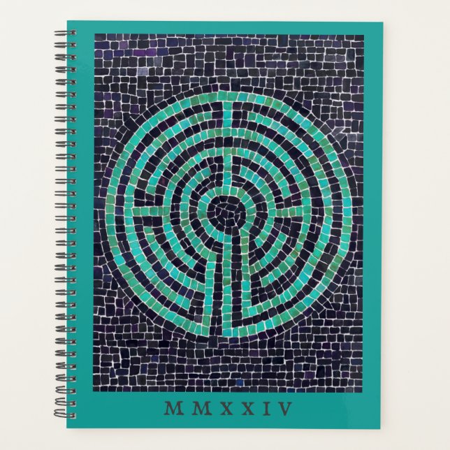 Agenda Planner LABYRINTH III 8,5x11 + Texto / Turquesa (Frente)