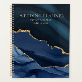 Agenda Planner marinho Azul de Casamento da Agata de Marb