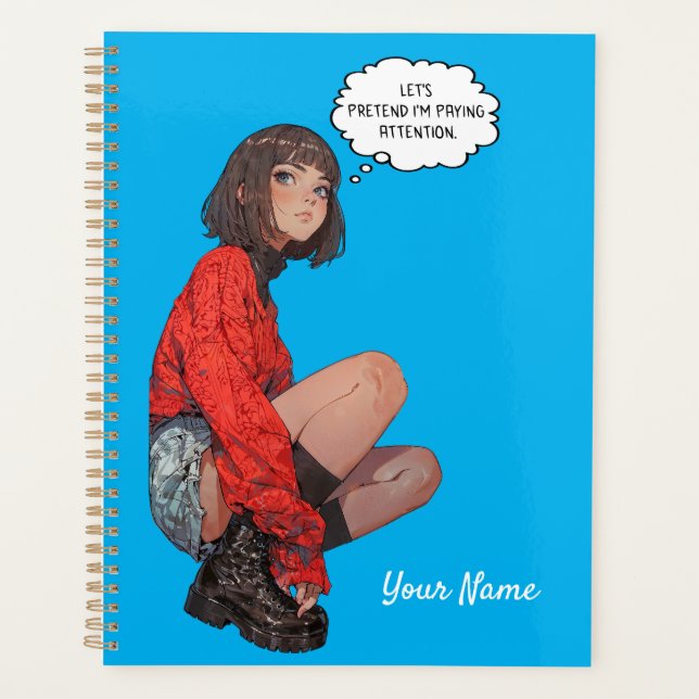 Agenda Planner - Na moda Anime Girl in Red Sweater (Frente)