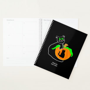 Agenda Planner Padrão de Abóbora de Gato Preto