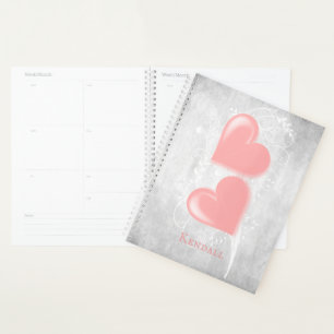 Agenda Planner Personalizado de Corações Rosa