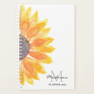 Agenda Planner Personalizado de Girassol de Cores d'Água
