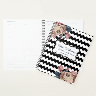 Agenda Planner Personalizado de Professores Crote Floral 