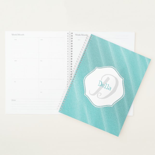 Agenda Planner Personalizado de Ripes de Areia Teal (Exibição)