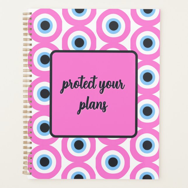 Agenda planner personalizável olho mau rosa 🧿 (Frente)