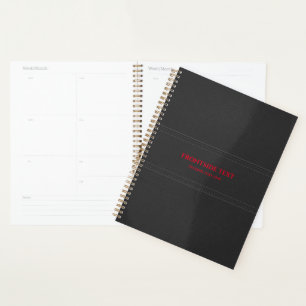 Agenda Planner preto de couro