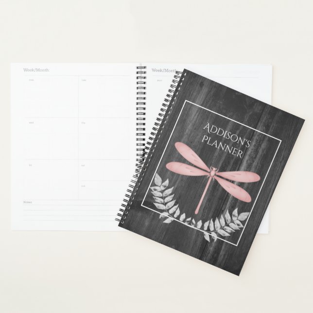 Agenda Planner Russo de Dragonfly Rosa (Exibição)