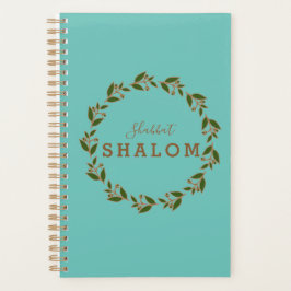 Agenda Planner Shabbat Shalom Green Brown Wreath