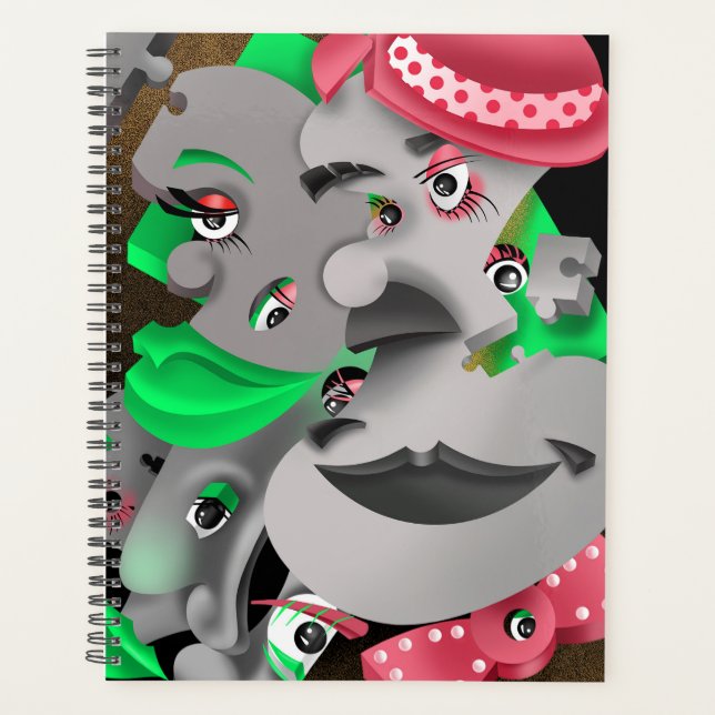 Agenda Planner Surreal Quebra-cabeça Faces (Frente)