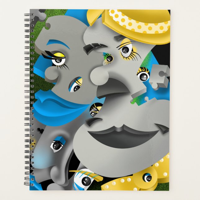 Agenda Planner Surreal Quebra-cabeça Faces (Frente)