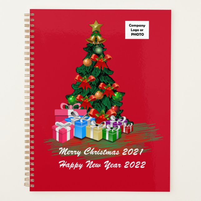 Agenda Planner Vermelho da Árvore Natal (Frente)