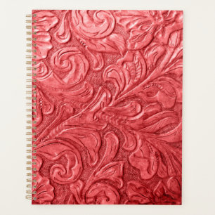 Agenda Planner Vermelho Emboscada de Textura de Carteira