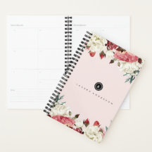 Planner Vintage Rosa Monograma Blooms