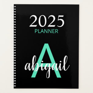 Agenda Plano de Nome Simples do Monograma Simples Preto T