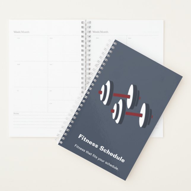 Agenda Plano de Treino com Haltere Cinza e Branco Moderno (Exibição)
