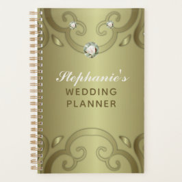 Agenda Plano Dourado de Casamento Vintage Vitoriano Elega