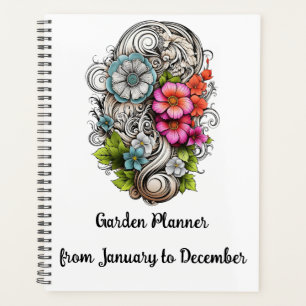Agenda Plano Elegante do Jardim Espiral Negro