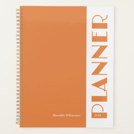 Agenda Plano Personalizado Listra Retro Vintage Laranja