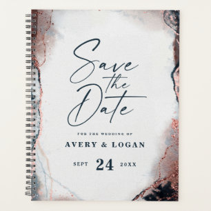 Agenda Planos de Casamento Azul Naval Etéreo e Dourado Ro