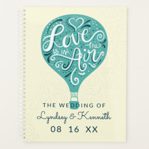 Agenda Planos de Casamento de Amor Letrado à Mão em Azul 