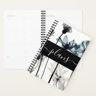Agenda Planos de Casamento de Flores de Raio X Preto e Az