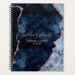 Agenda Planos de Casamento de Marble Agate Dourado com Ro<br><div class="desc">Design marinho Azul e Rosa Dourado Marble Agate God,  com fontes modernas e Script. Trendy e Chic Wedding ou qualquer evento Planner de Planos de Casamento! Veja meu compro para ver a suíte de casamento inteira para este design!</div>