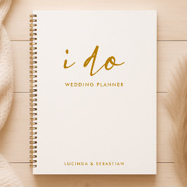 Agenda Planos de Casamento | Moderno Mínimo Dourado e Bra