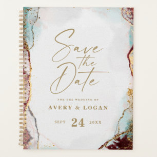 Agenda Planos de Casamento no inverno Vermelho e Dourado