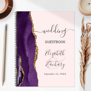 Agenda Planos de Casamento Roxo Dourado Agate Geode