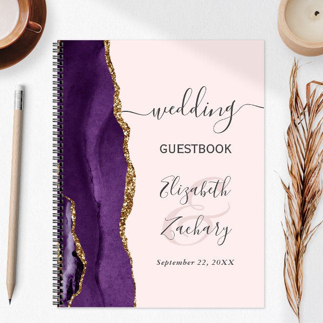 Agenda Planos de Casamento Roxo Dourado Agate Geode (Criador carregado)