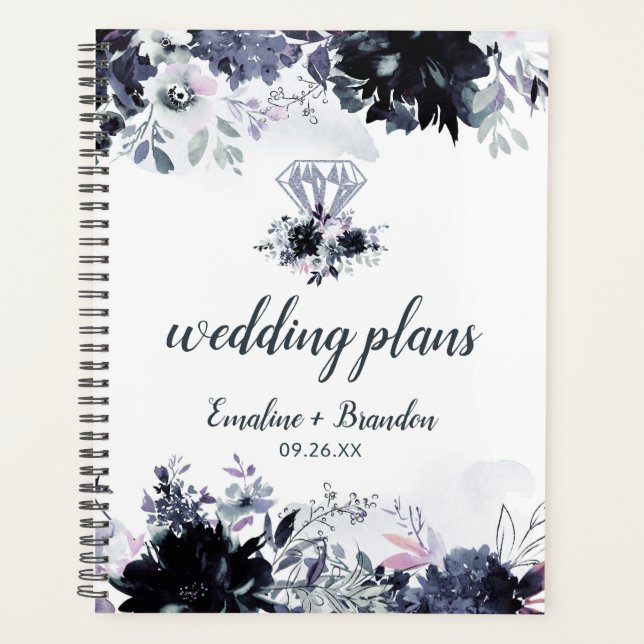 Agenda Planos Nocturnos De Casamento Chic Por Aquarelas F (Frente)