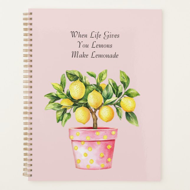 Agenda Planta de Limão Amarelo em Vaso Rosa (Frente)