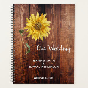 Agenda Plantador de casamento russo de girassol de madeir