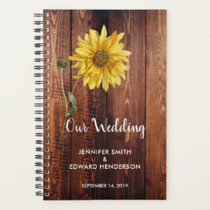 Agenda Plantador de casamento russo de girassol de madeir
