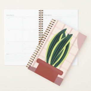 Agenda Plantas Cobra em Fundo Bege Xadrez Rosa