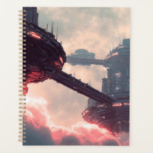 Agenda Plataformas futuristas nas nuvens ao crepúsculo