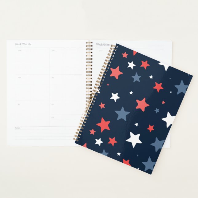 Agenda Playful Red White Blue Star planner (Exibição)