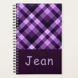Agenda Plum Purple Xadrez Monograma Pequeno Planner