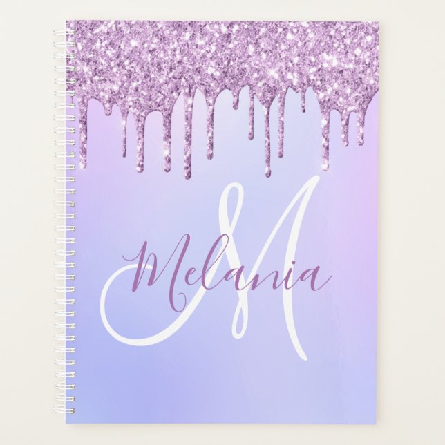 Agenda Pó de Lavanda Roxo Metálico Personalizado (Frente)