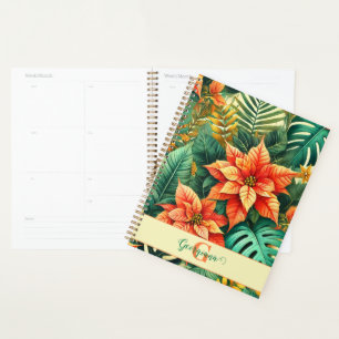 Agenda Poinsettia de Natal Tropical Personalizada