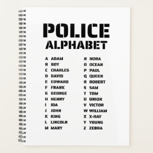 Agenda Polícia do Alfabeto Fonético Espiral