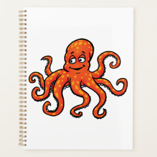Agenda Polvo Laranja Cartoon Oceano Criatura Marinha
