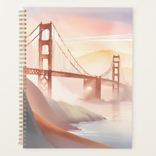 Agenda Ponte Golden Gate   Nascer do Sol Aquarela Bonita