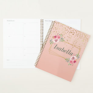 Agenda Ponto de confete de ouro Elegante e chic no fundo