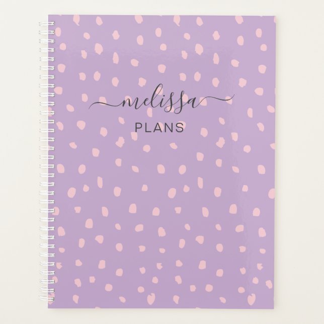 Agenda Pontos de rabisco rosa personalizados (Frente)
