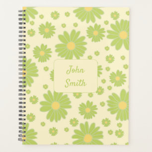 Agenda Pontos Verdes no Script de Padrão Floral Amarelo_