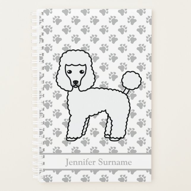Agenda Poodle Branca de Brinquedo Cachorro de Desenho Ani (Frente)