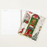 Agenda Poodle Dog Christmas<br><div class="desc">Poodle Dog Natal sentada fora de casa decorada com coroa de Natal, árvore de Natal é uma ideia perfeita de presente de Natal para amantes de cachorros.</div>